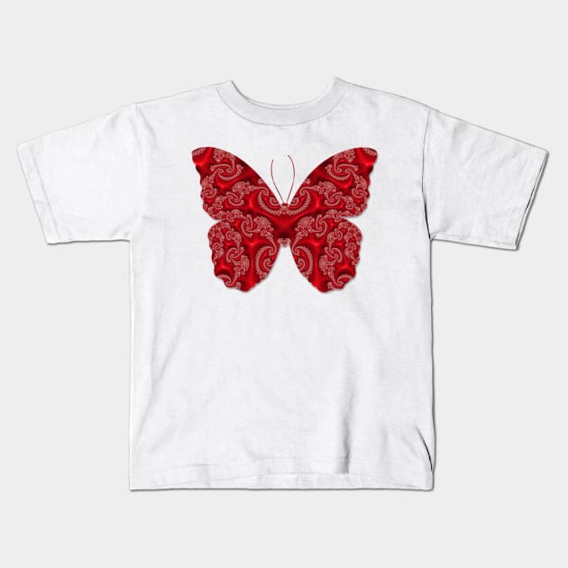 Paisley Red Velvet Butterfly Kids T-Shirt by psanchez